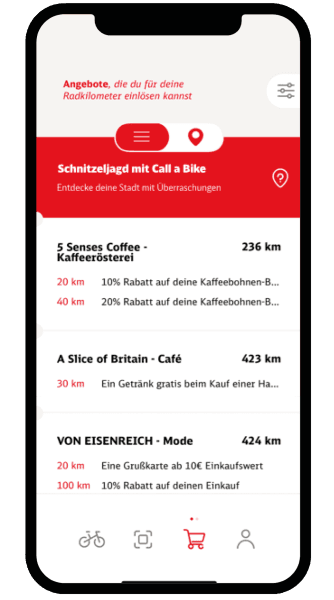 View of the shopping cart tab in the Rad+ app