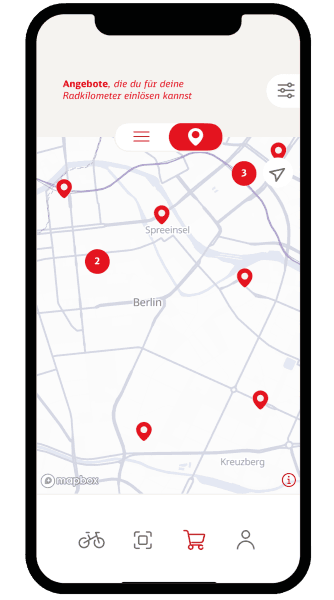 Map view in the Rad+ app