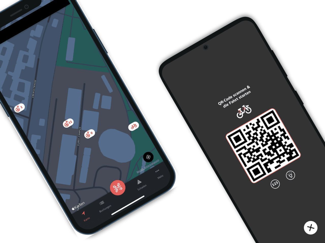 Oberfläche der Call a Bike App