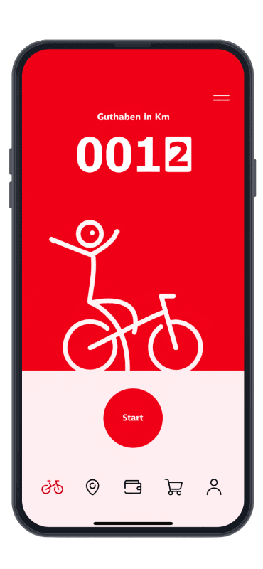 Start-Ansicht der DB Rad+ App
